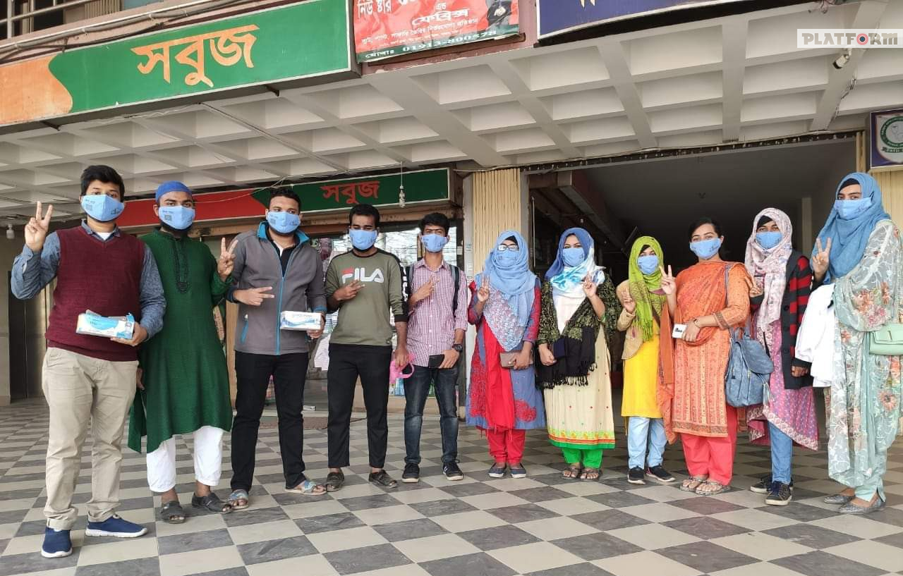 প্ল্যাটফর্ম ঢাকা উত্তর জোনাল পরিষদের উদ্যোগে সাভারে “মাস্ক পরো বাংলাদেশ” ক্যাম্পেইন